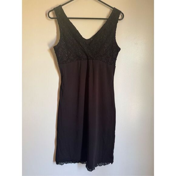 Vintage My Michelle black floral lace v neck slip dress sz M whimsigoth witchy g - Picture 2 of 6